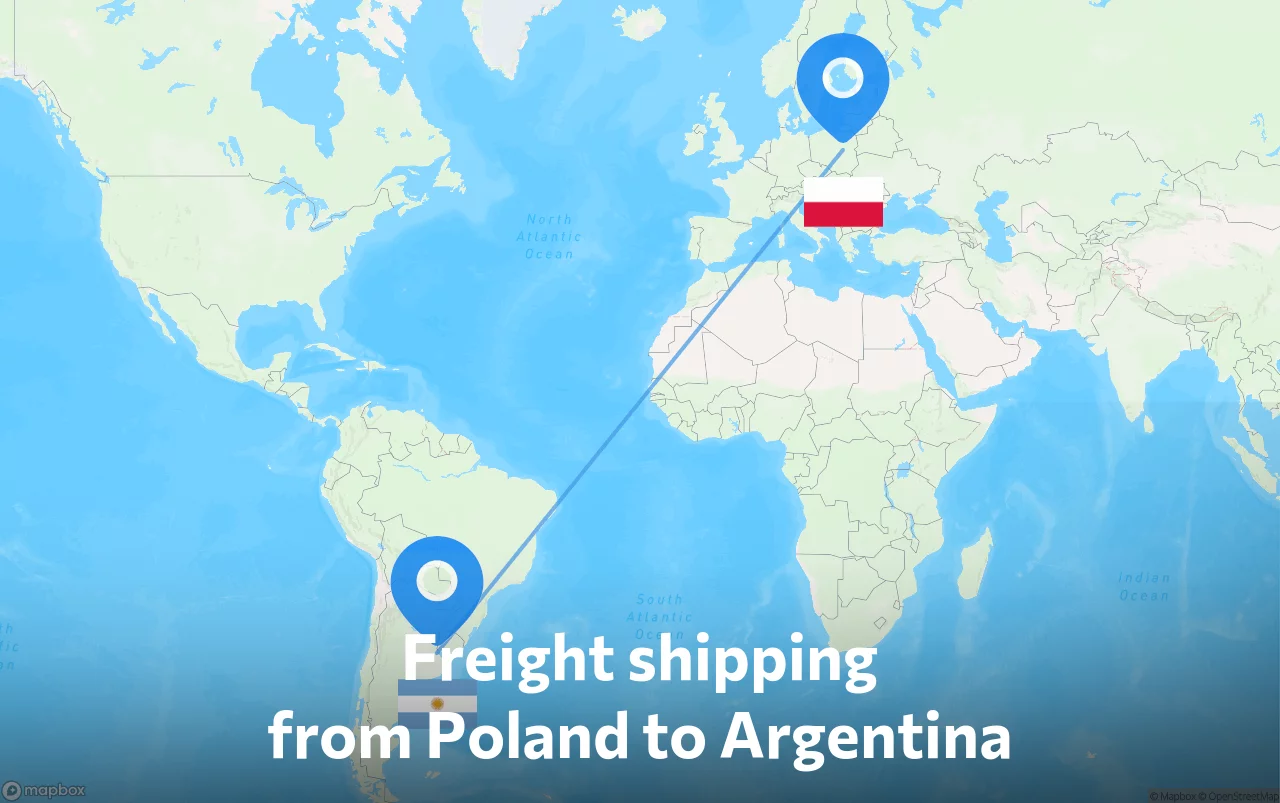 Shipping route from Poland to Argentina