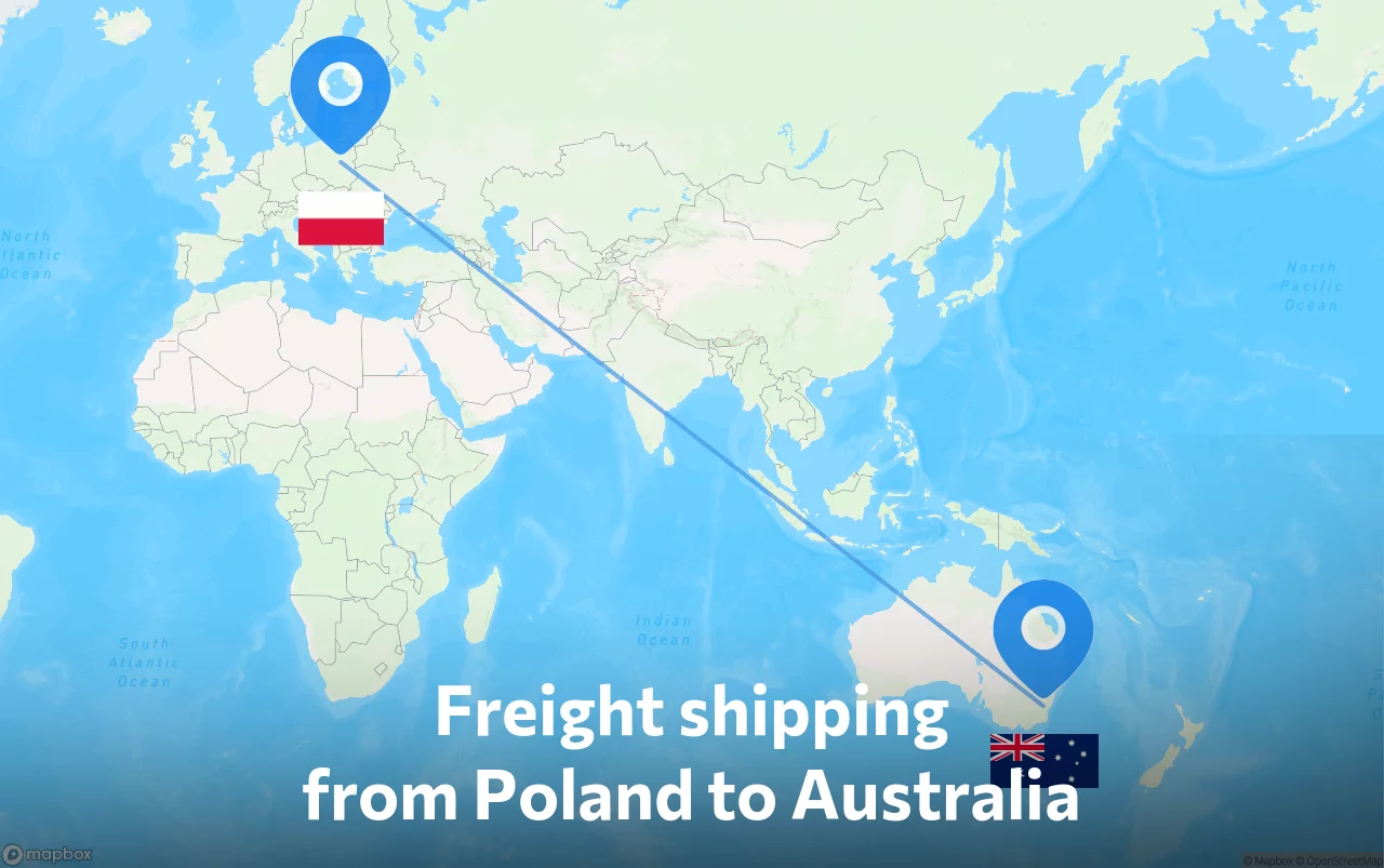 Shipping route from Poland to Australia