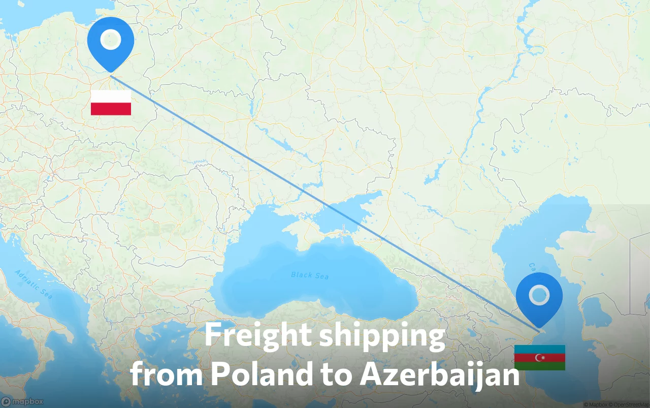 Shipping route from Poland to Azerbaijan