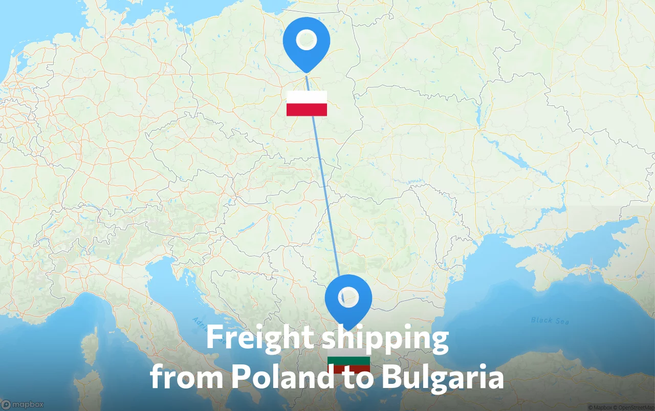 Shipping route from Poland to Bulgaria