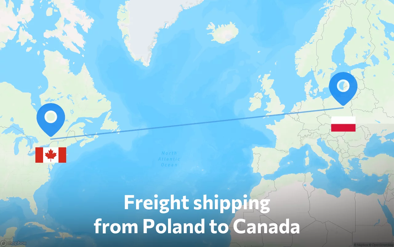 Shipping route from Poland to Canada