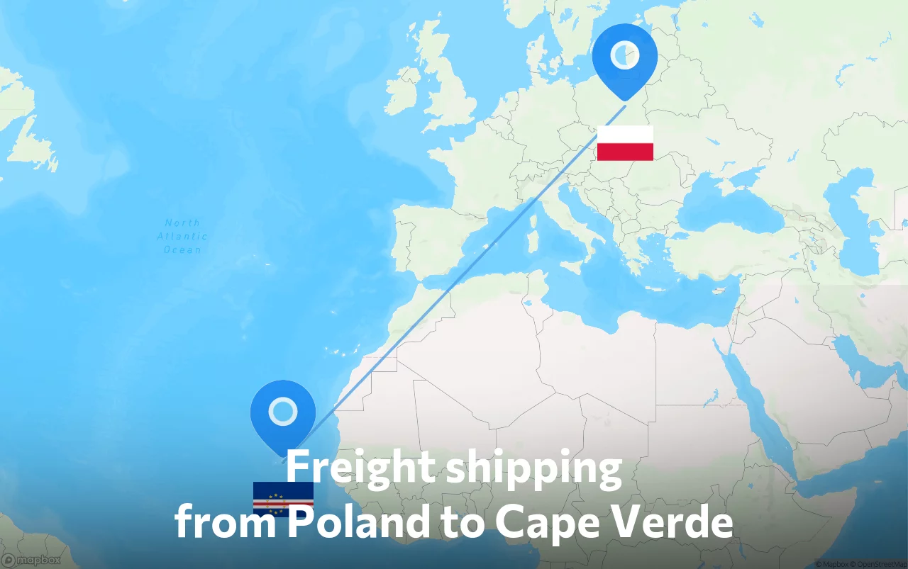 Shipping route from Poland to Cape Verde