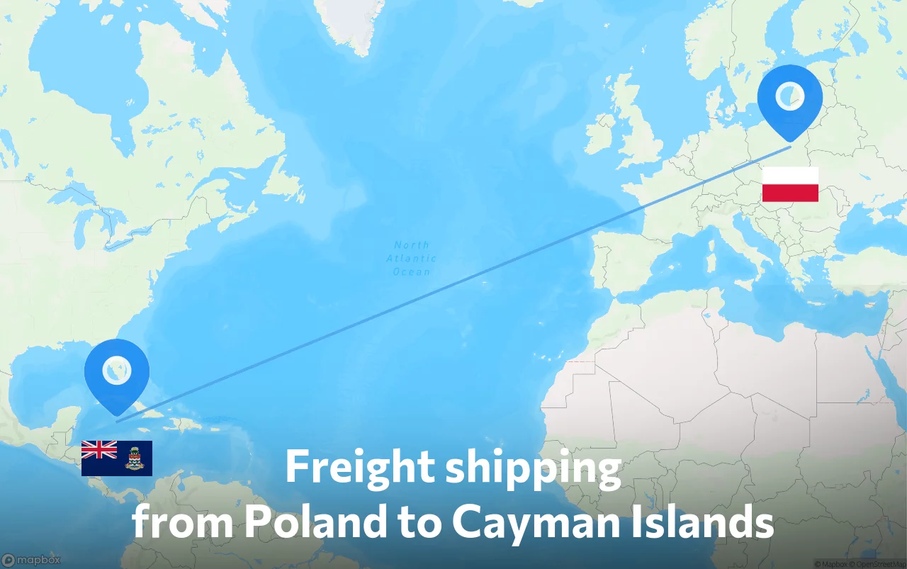 Shipping route from Poland to Cayman Islands