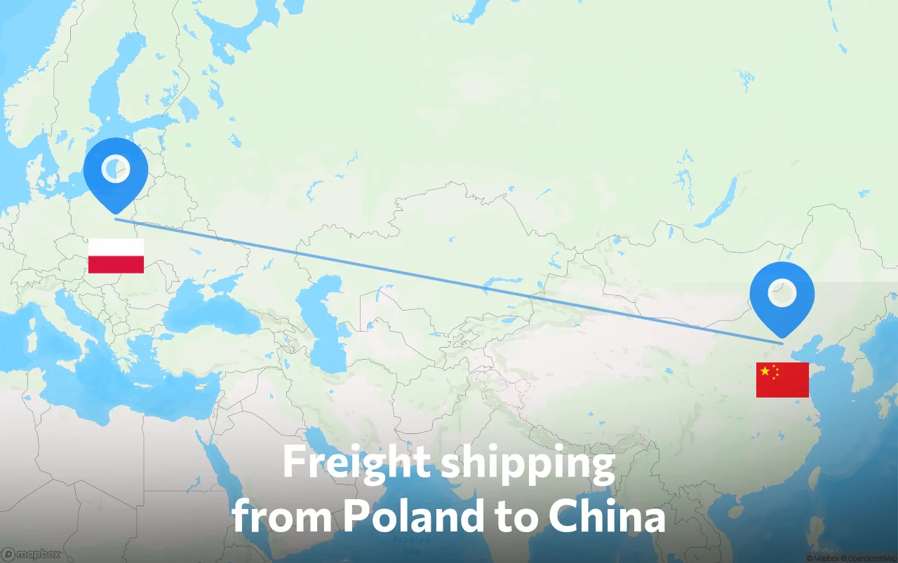 Shipping route from Poland to China