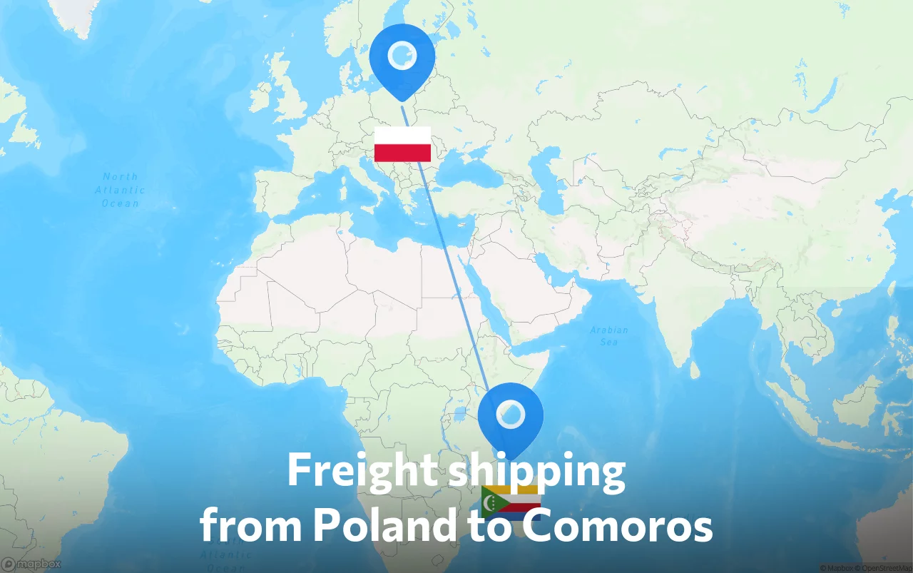 Shipping route from Poland to Comoros