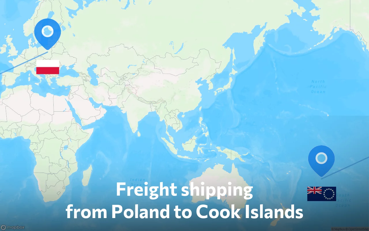 Shipping route from Poland to Cook Islands