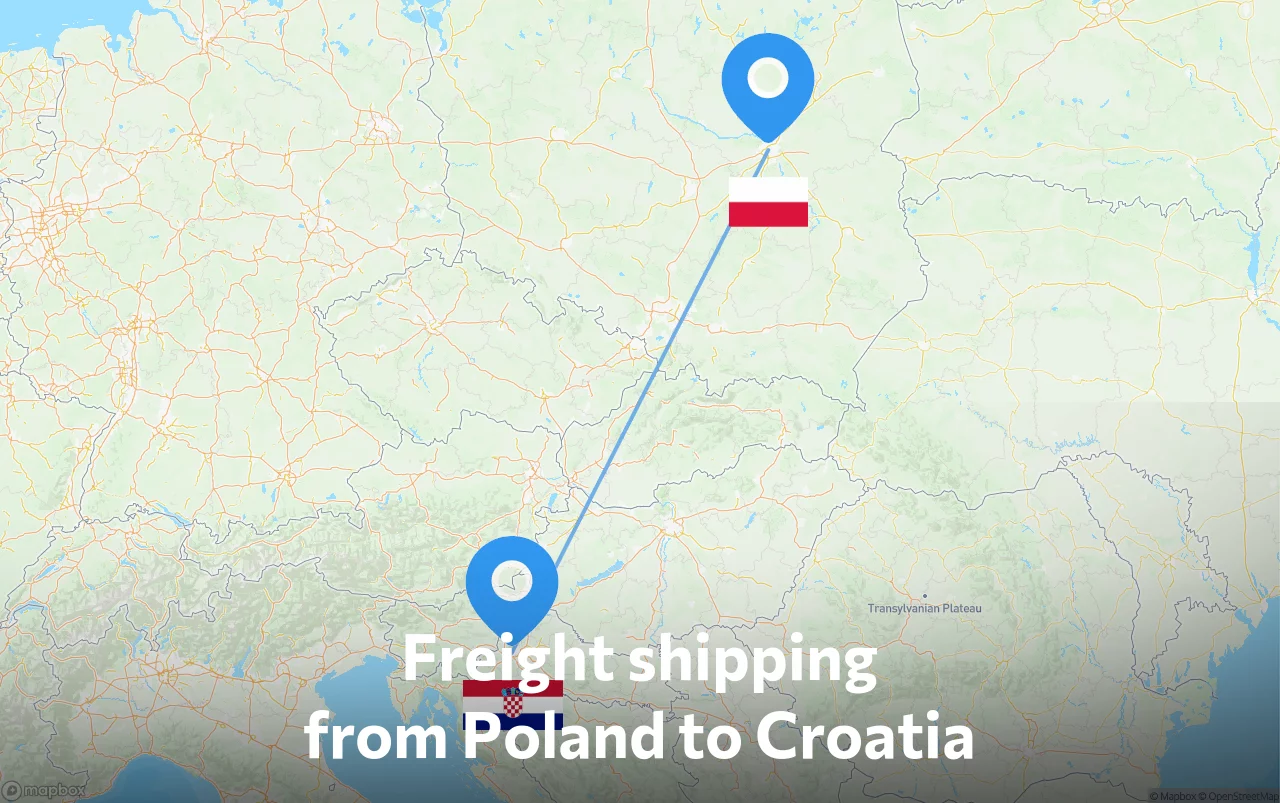 Shipping route from Poland to Croatia
