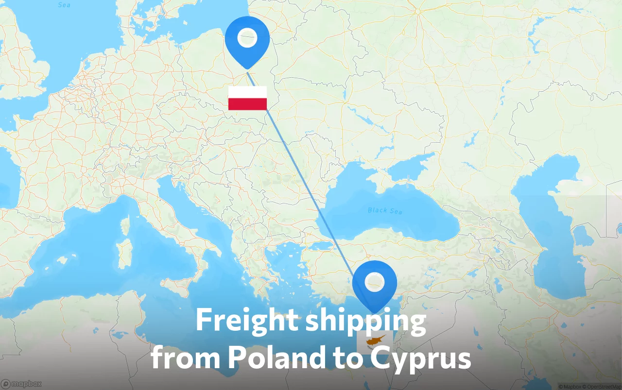 Shipping route from Poland to Cyprus