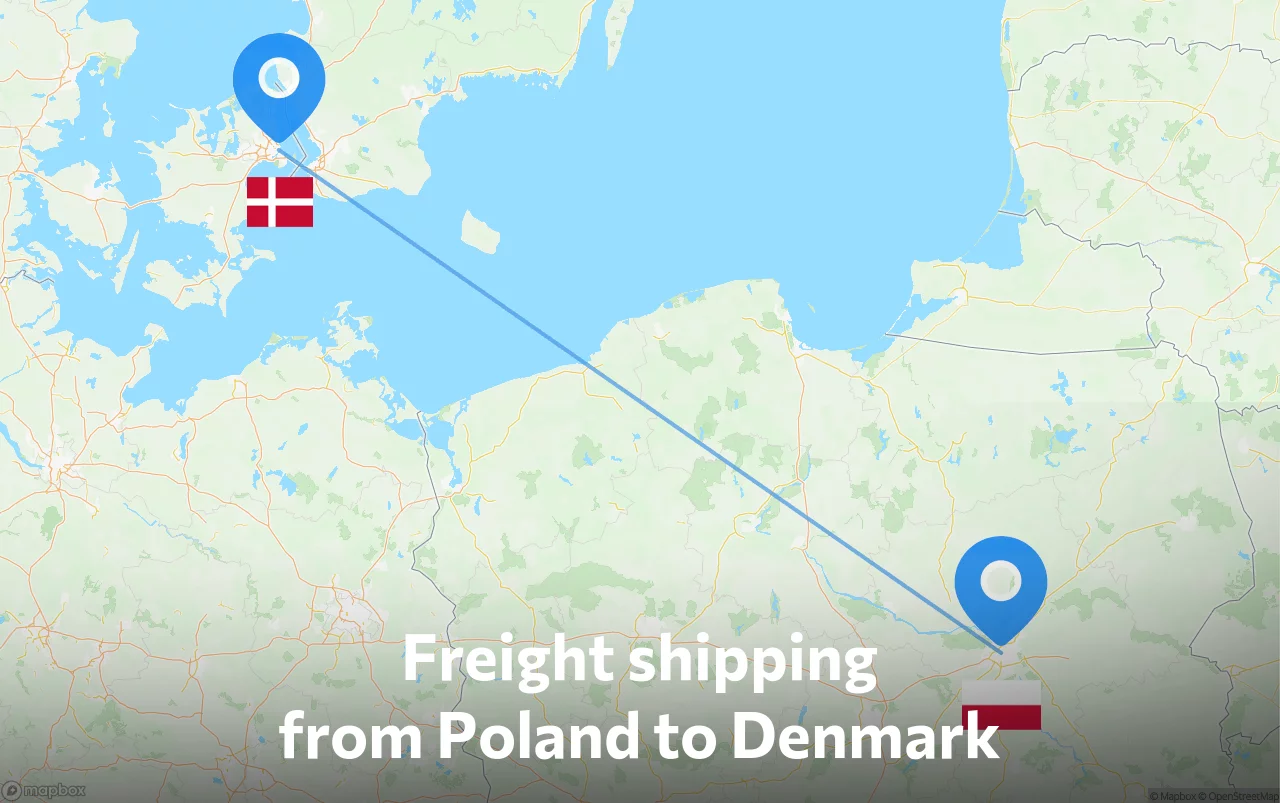 Shipping route from Poland to Denmark