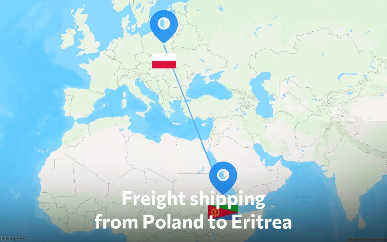 Shipping route from Poland to Eritrea