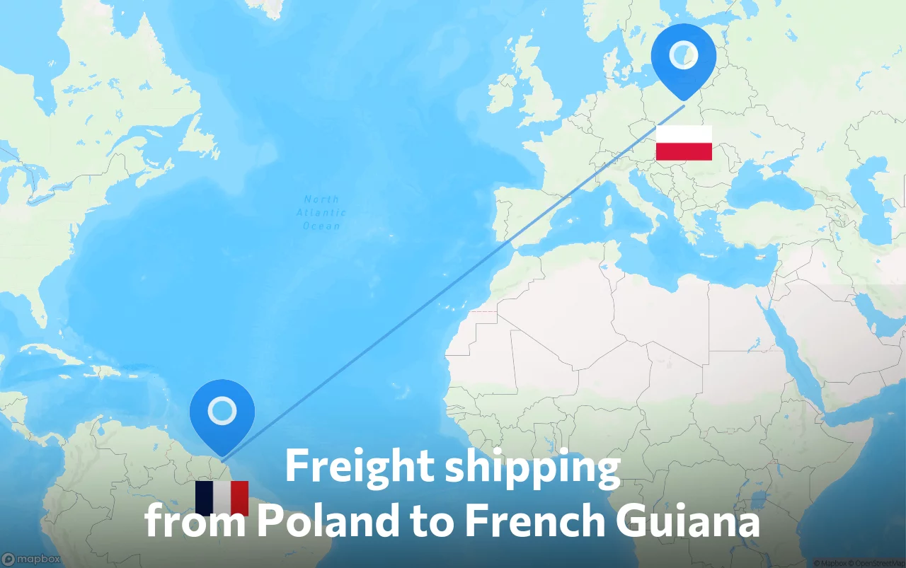 Shipping route from Poland to French Guiana