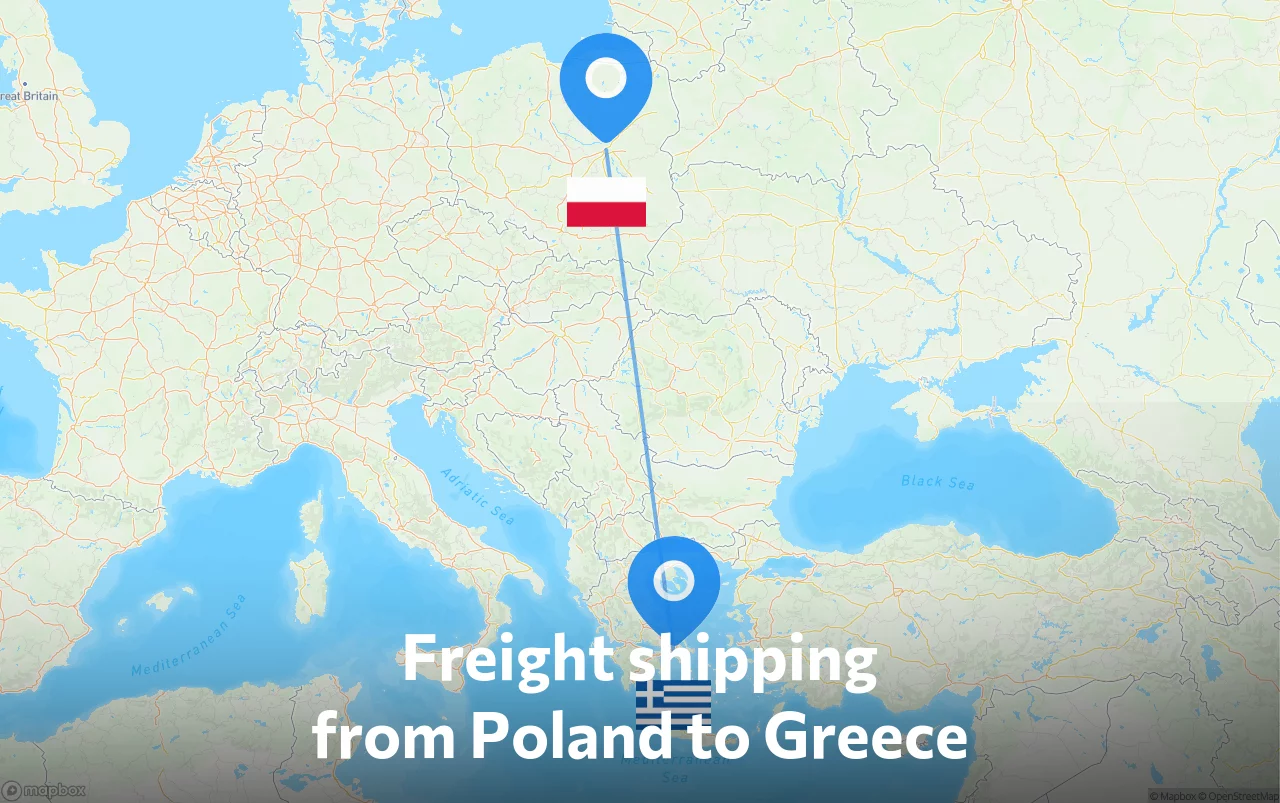 Shipping route from Poland to Greece