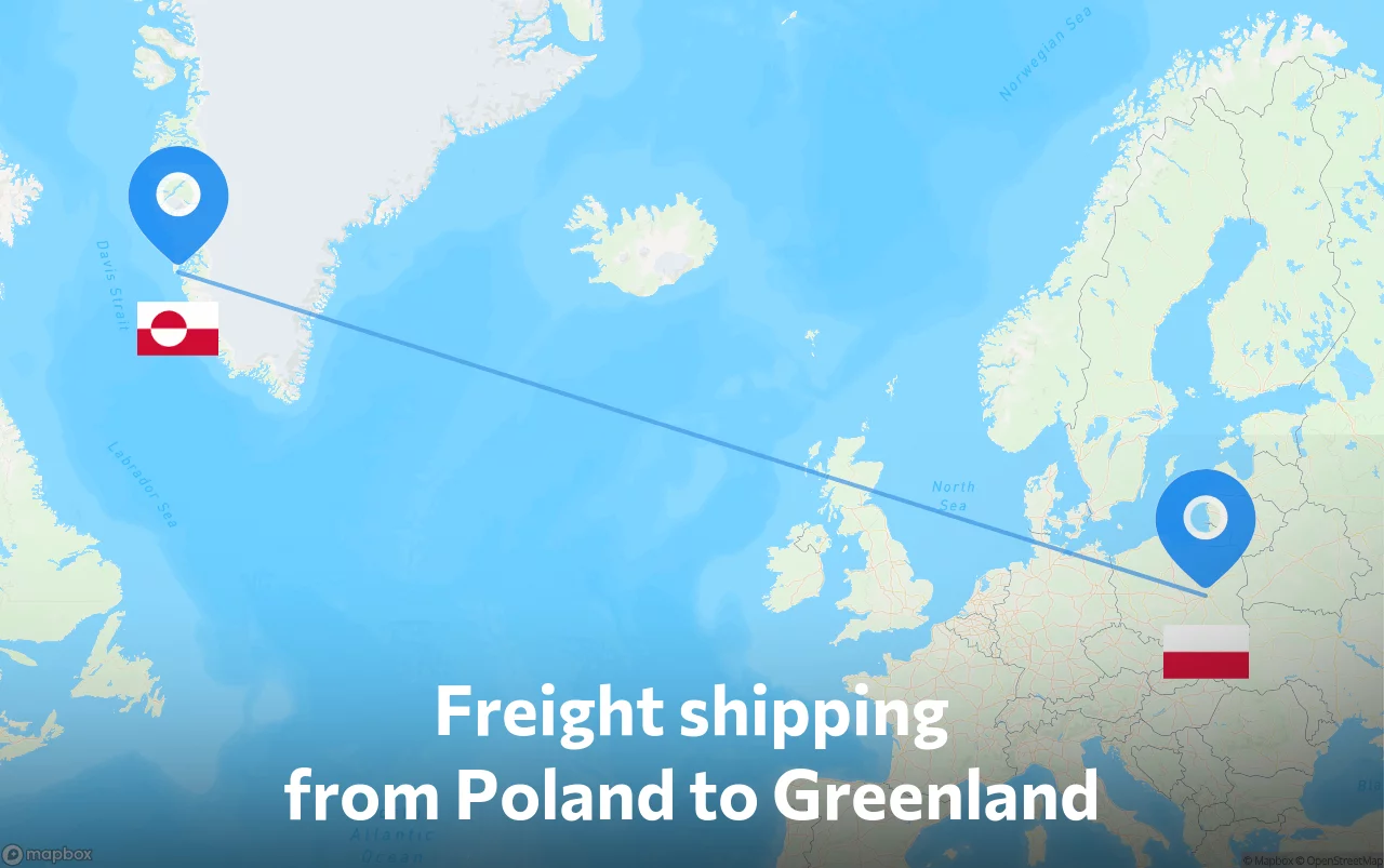 Shipping route from Poland to Greenland