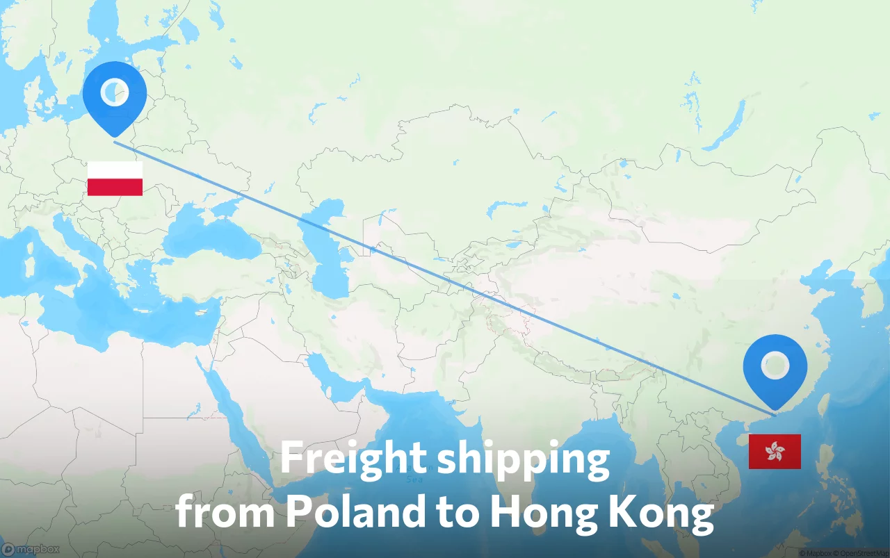 Shipping route from Poland to Hong Kong