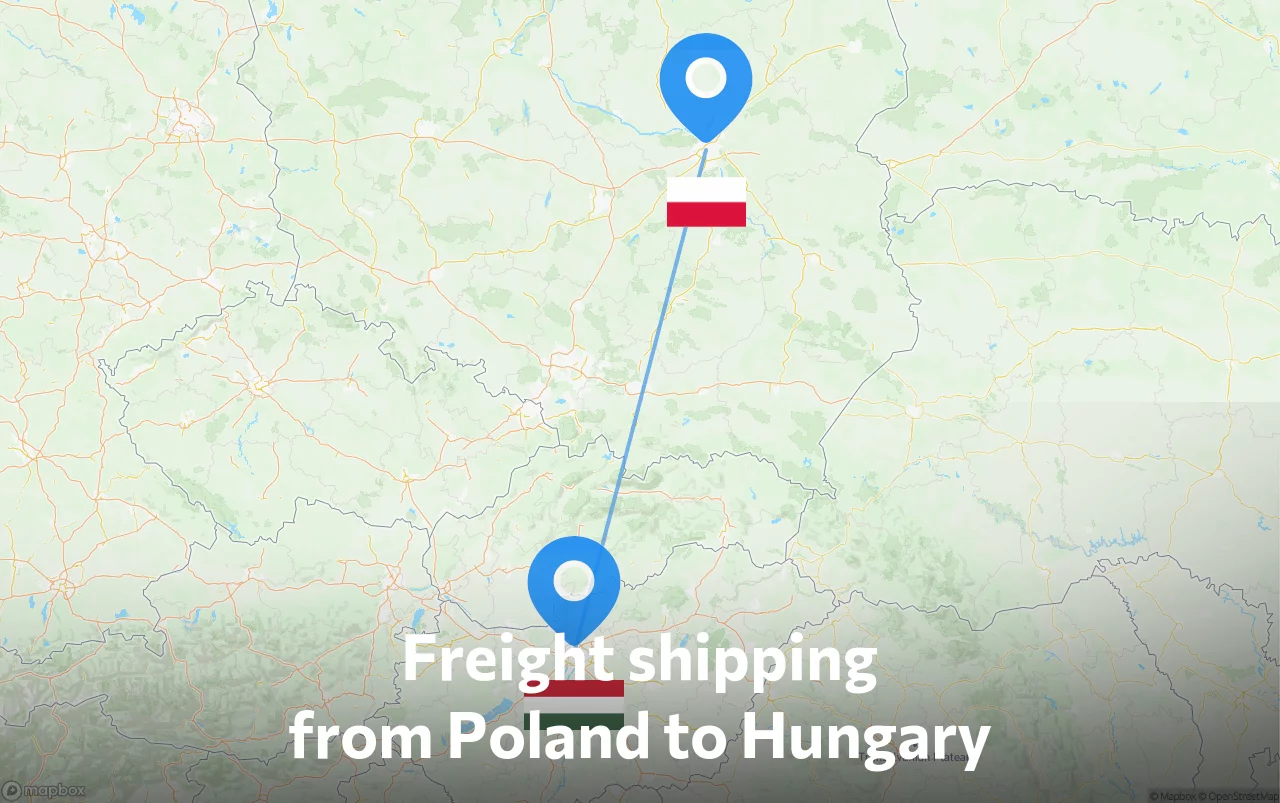 Shipping route from Poland to Hungary