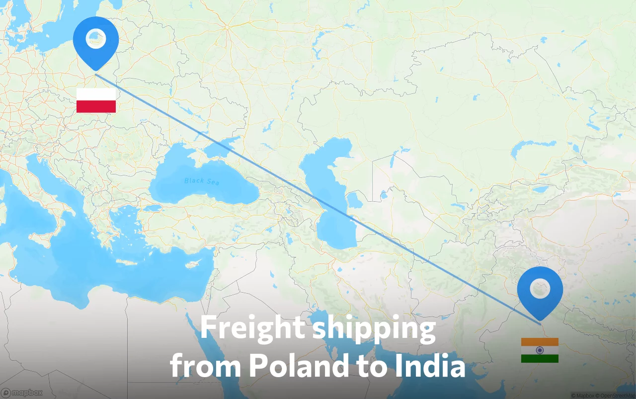 Shipping route from Poland to India