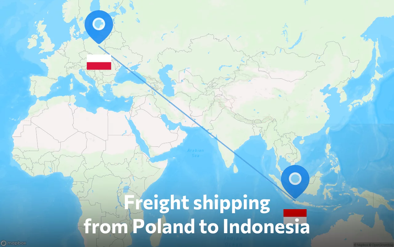 Shipping route from Poland to Indonesia