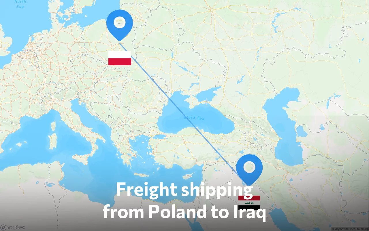 Shipping route from Poland to Iraq