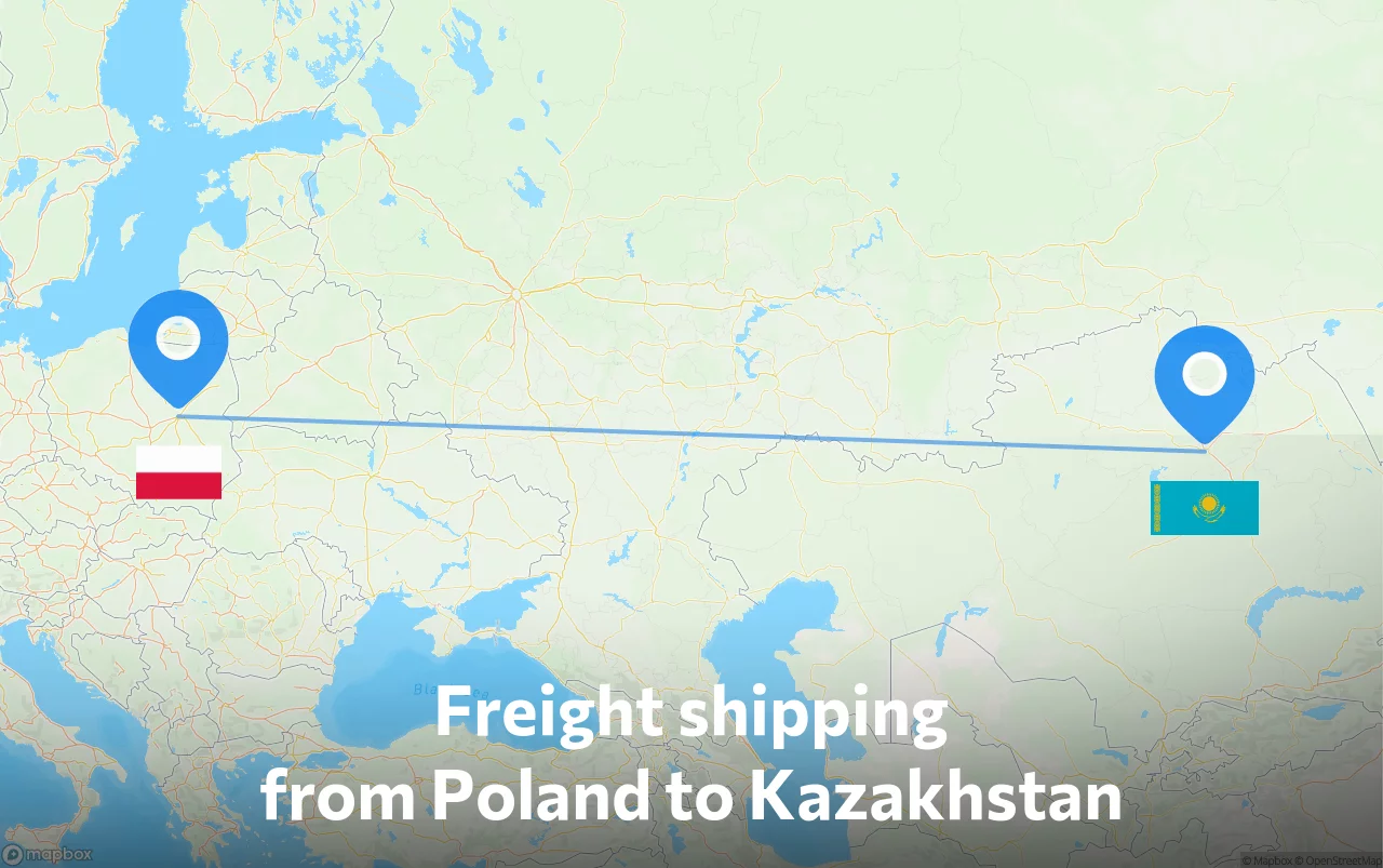 Shipping route from Poland to Kazakhstan