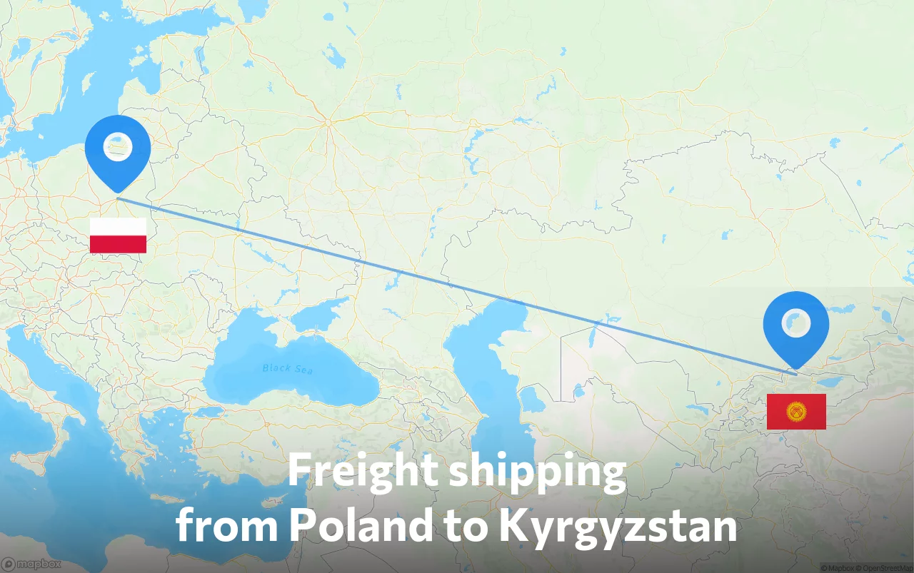 Shipping route from Poland to Kyrgyzstan