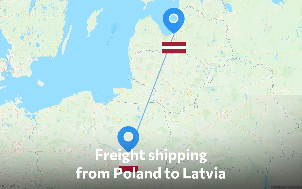 Shipping route from Poland to Latvia