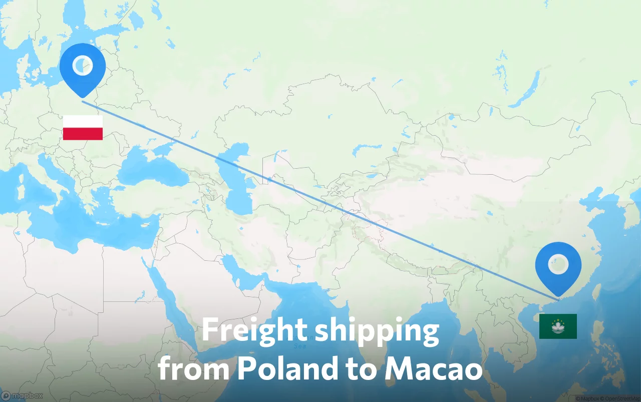 Shipping route from Poland to Macao