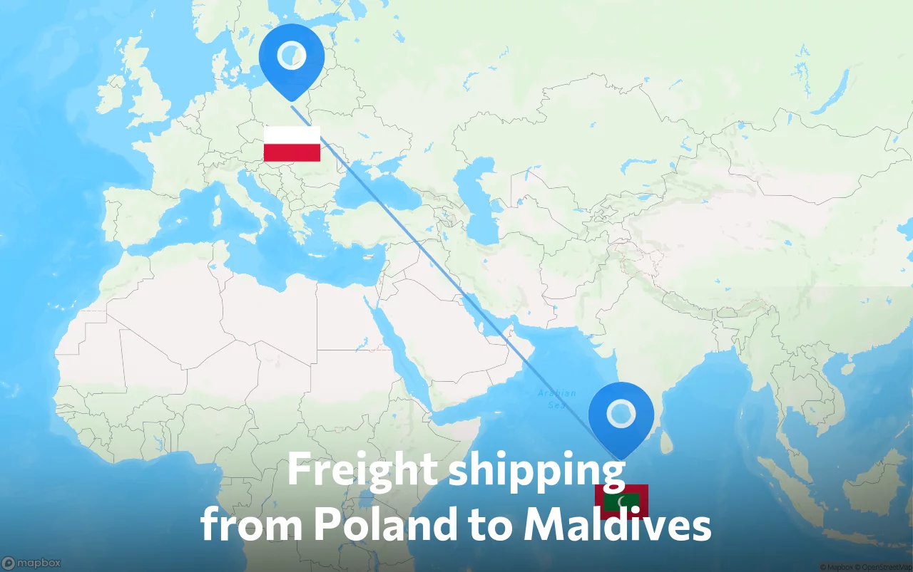 Shipping route from Poland to Maldives
