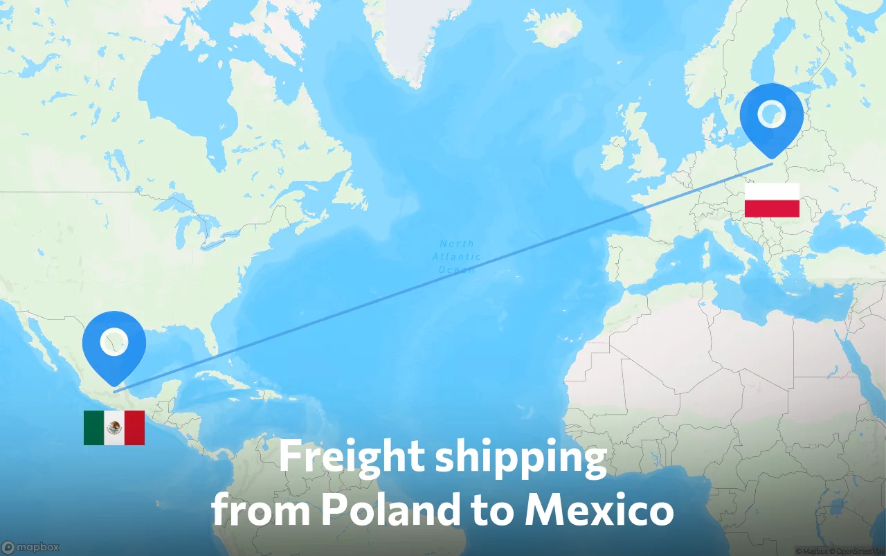 Shipping route from Poland to Mexico