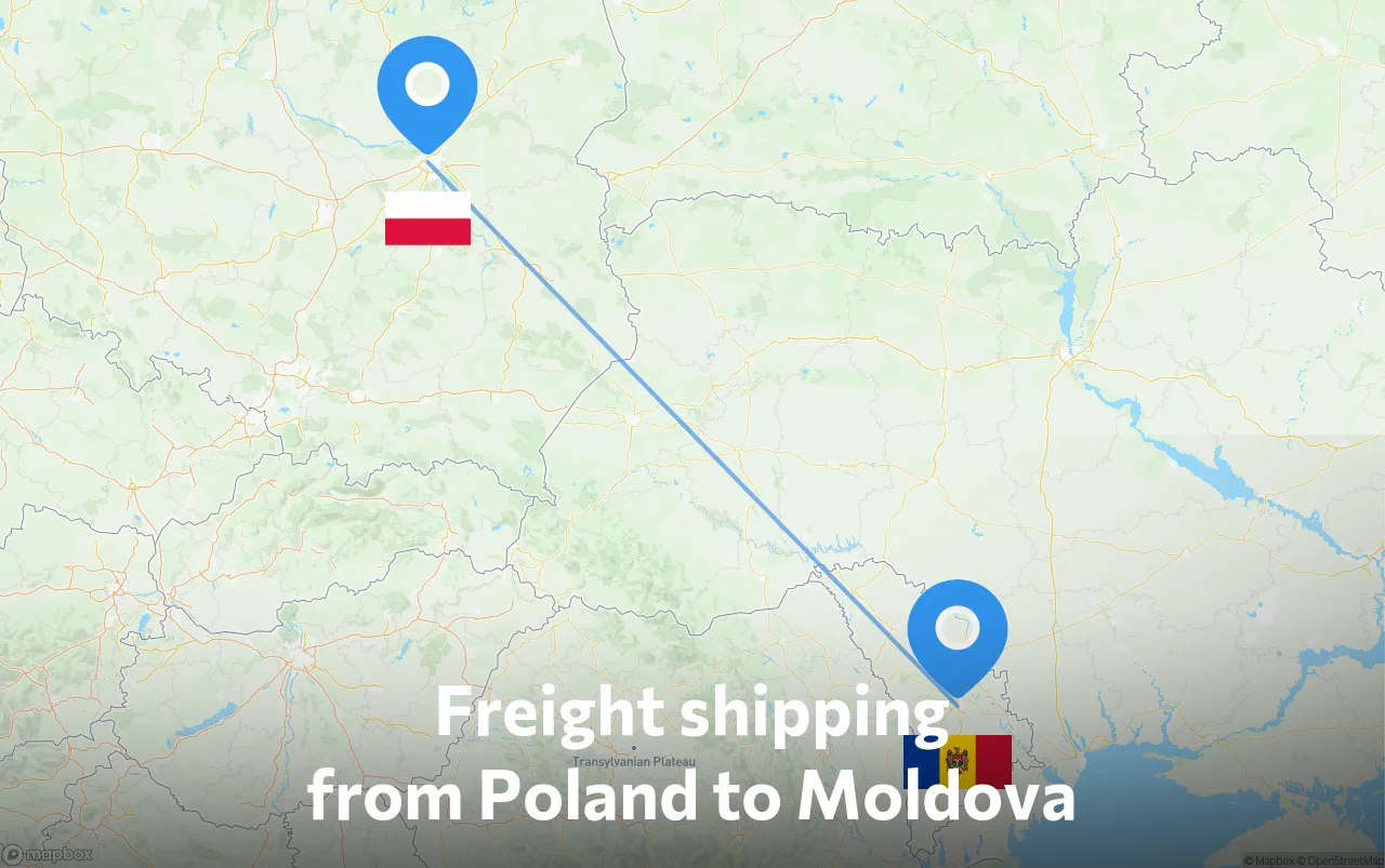 Shipping route from Poland to Moldova