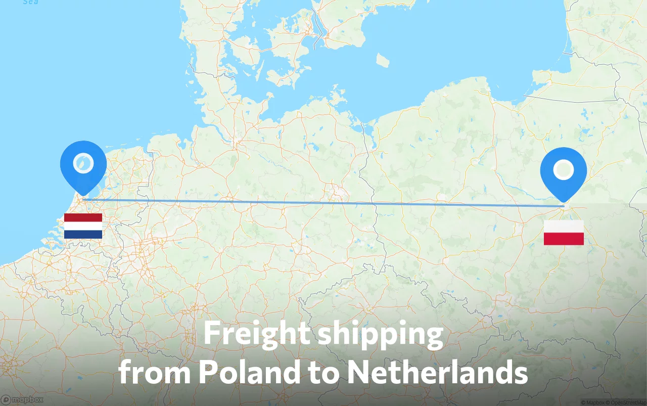 Shipping route from Poland to Netherlands