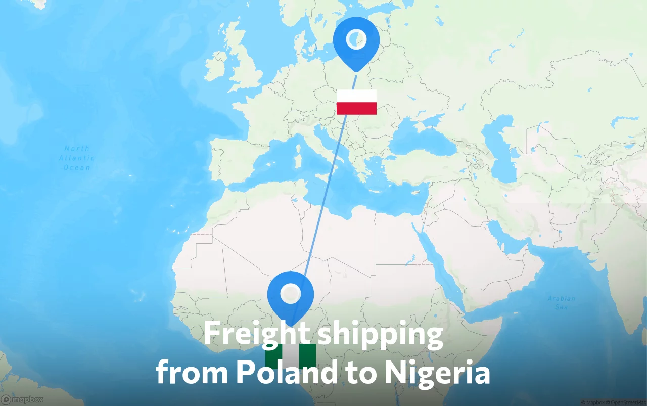 Shipping route from Poland to Nigeria