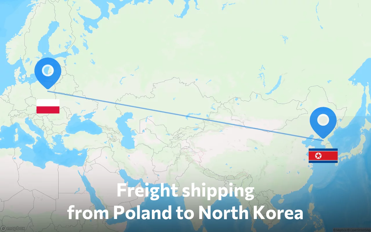 Shipping route from Poland to North Korea