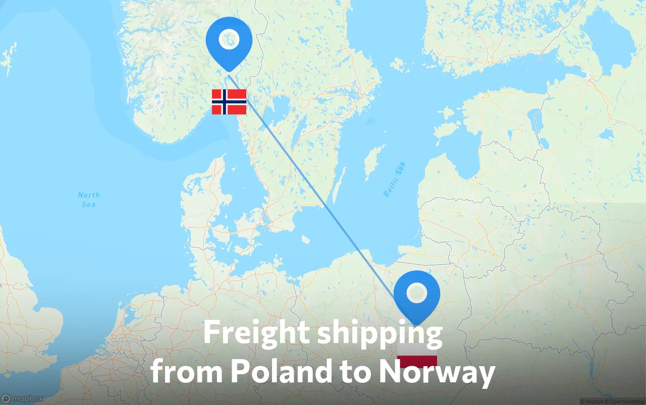 Shipping route from Poland to Norway