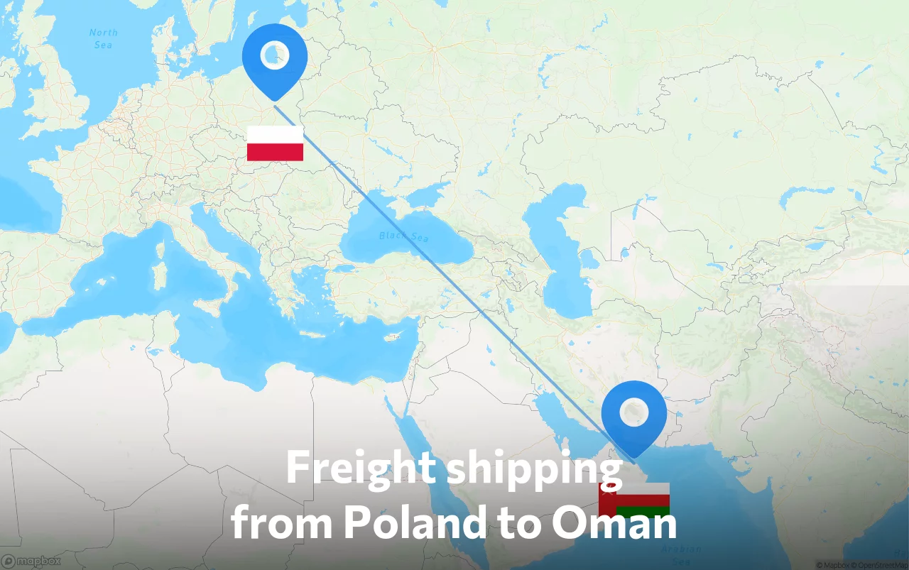 Shipping route from Poland to Oman