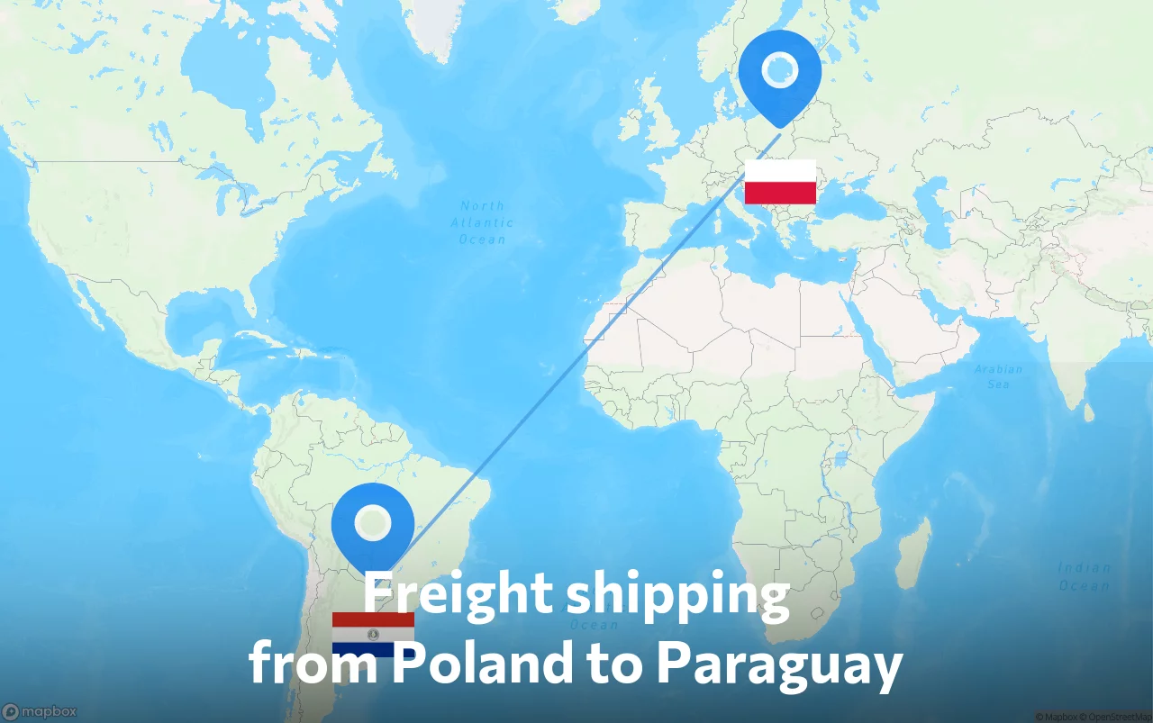 Shipping route from Poland to Paraguay