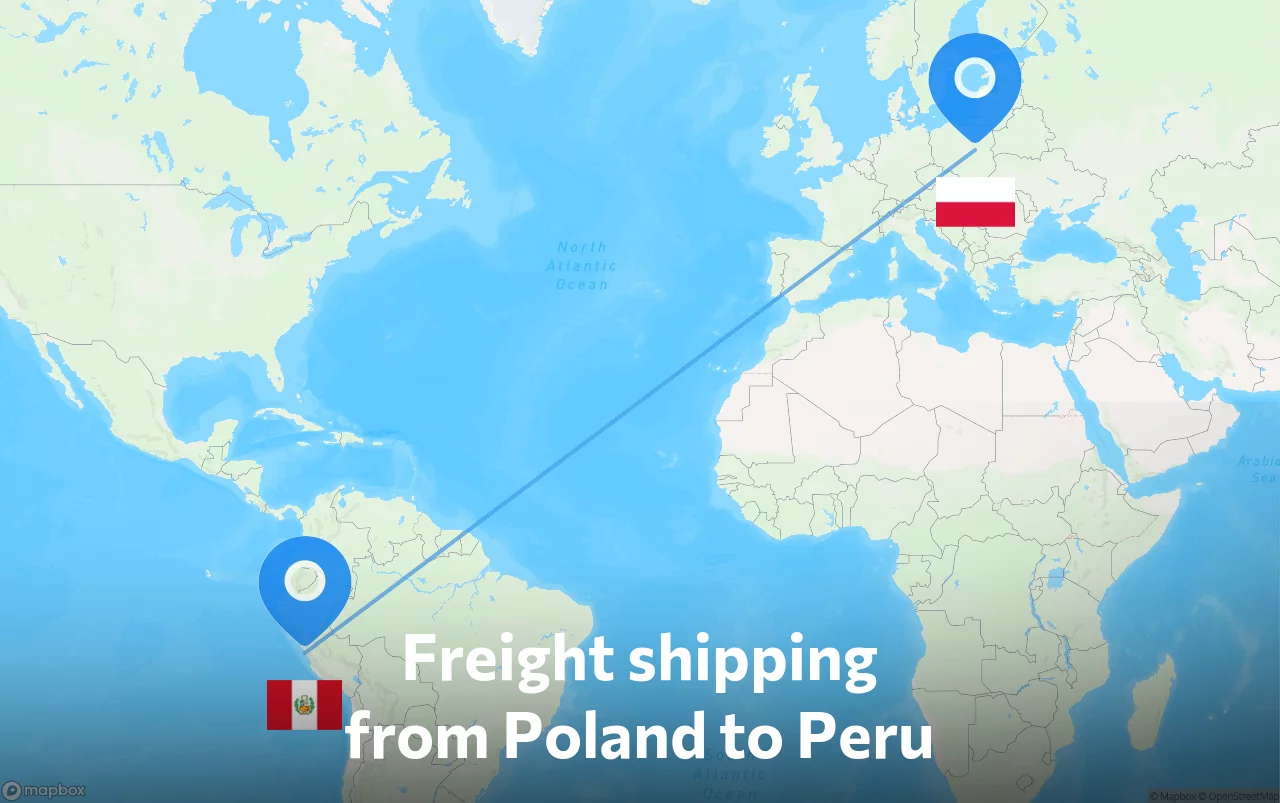 Shipping route from Poland to Peru