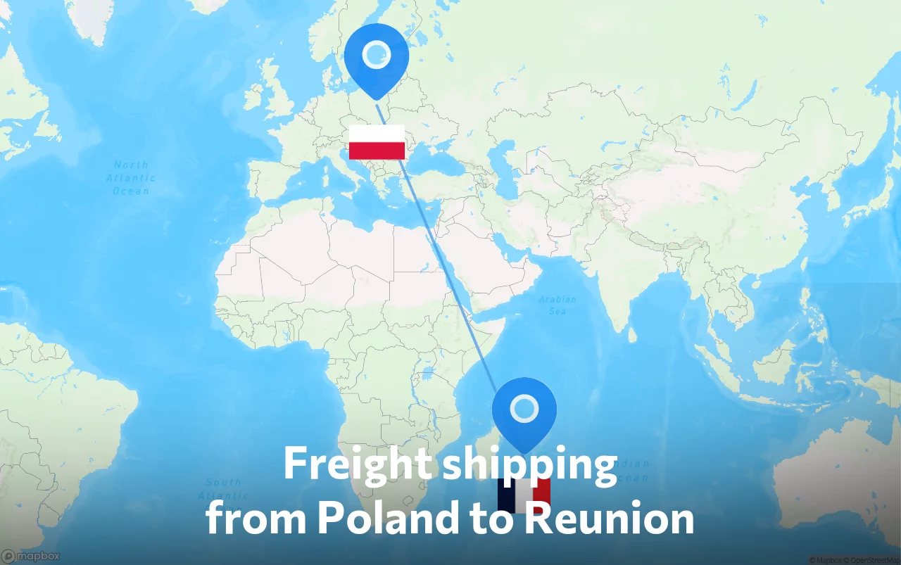 Shipping route from Poland to Reunion