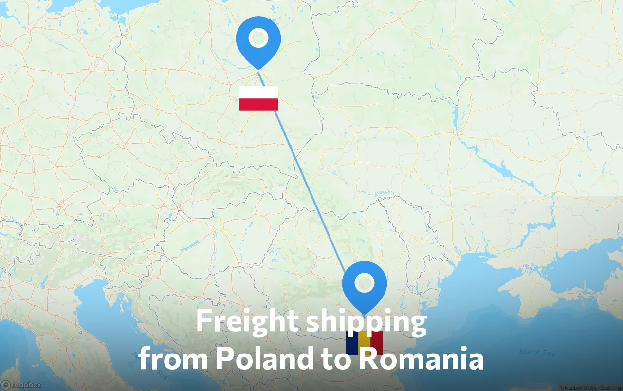Shipping route from Poland to Romania
