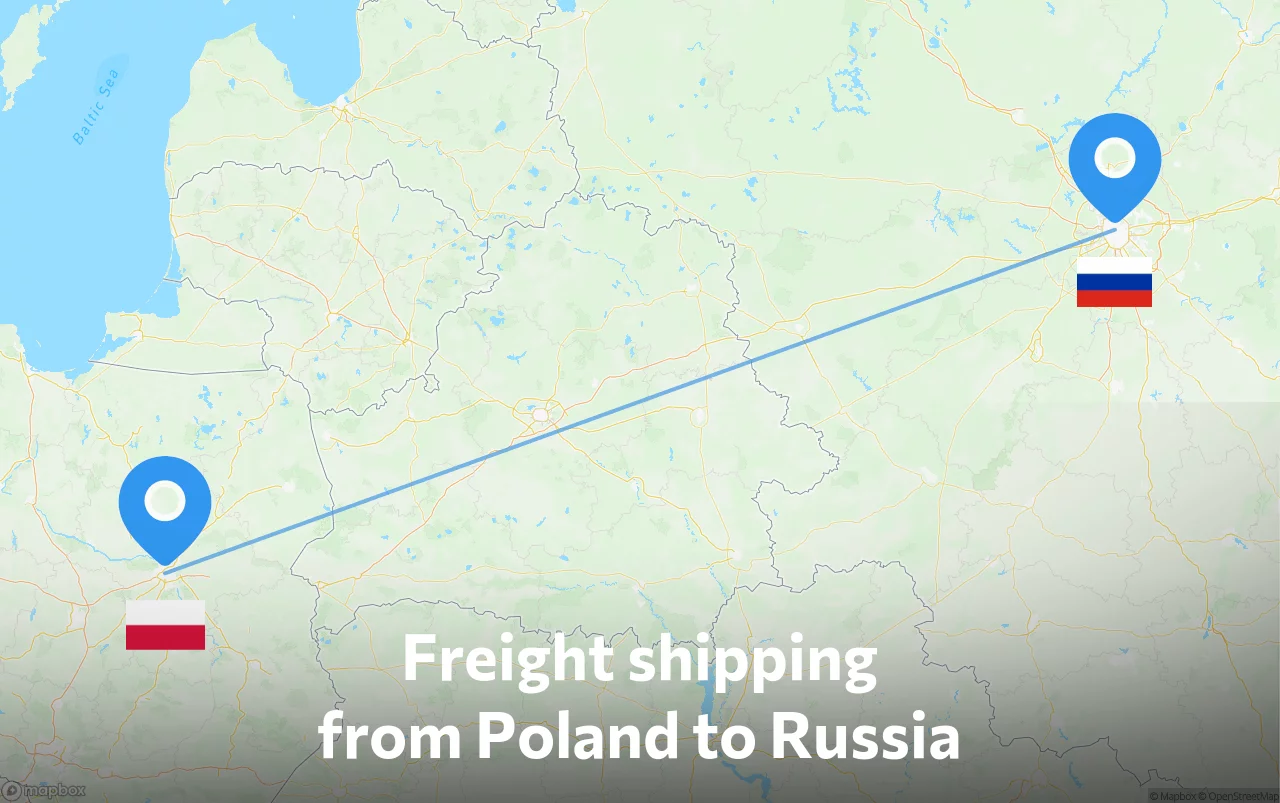 Shipping route from Poland to Russia