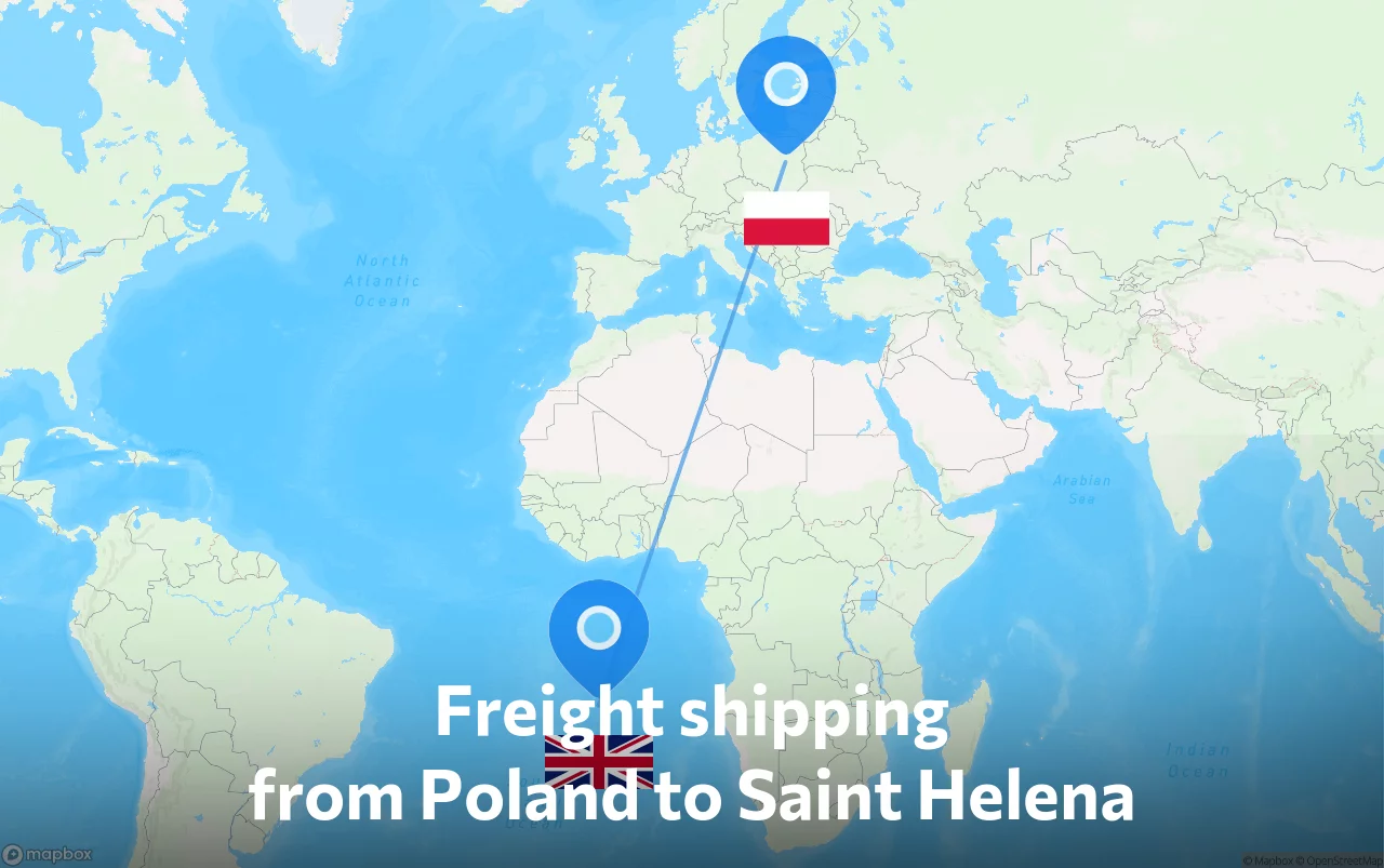 Shipping route from Poland to Saint Helena