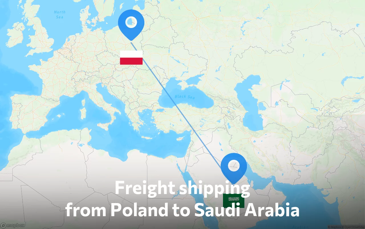 Shipping route from Poland to Saudi Arabia