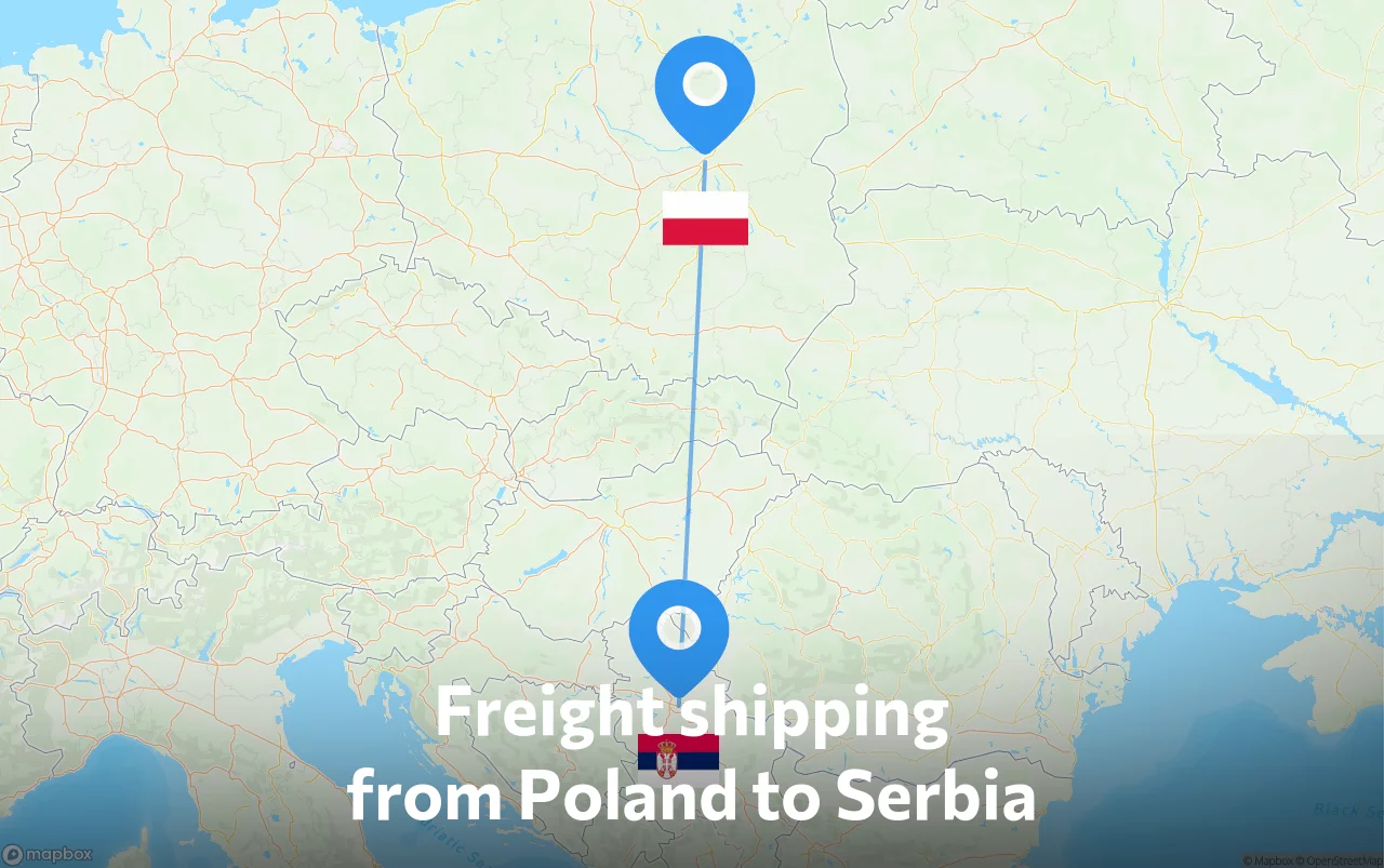 Shipping route from Poland to Serbia