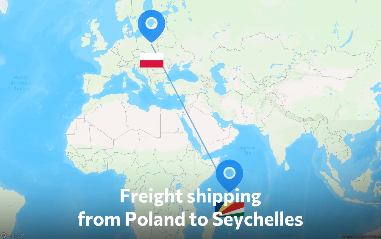 Shipping route from Poland to Seychelles