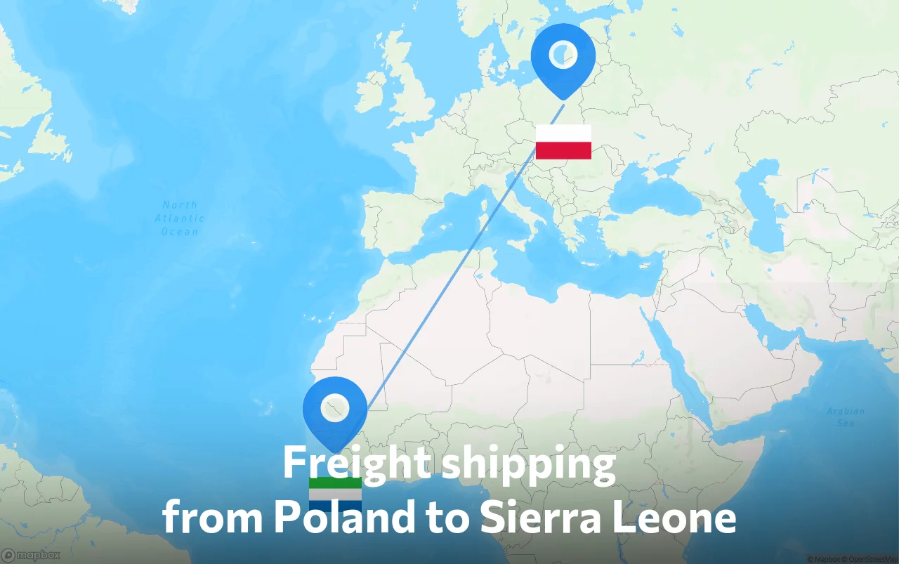 Shipping route from Poland to Sierra Leone