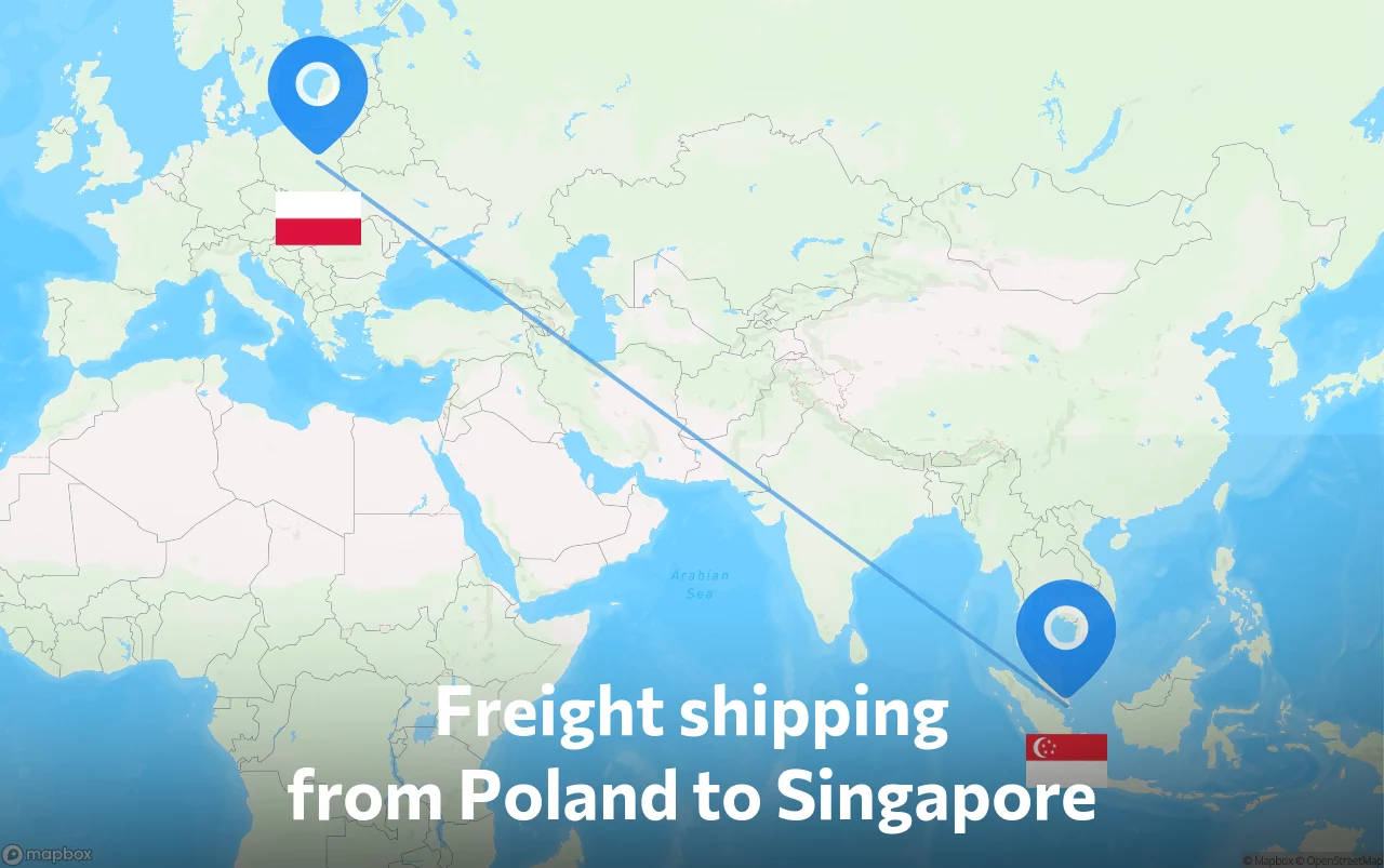 Shipping route from Poland to Singapore