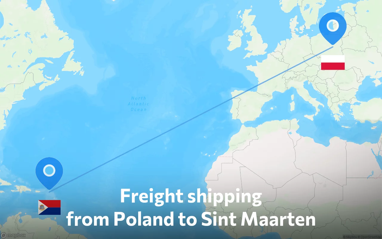 Shipping route from Poland to Sint Maarten