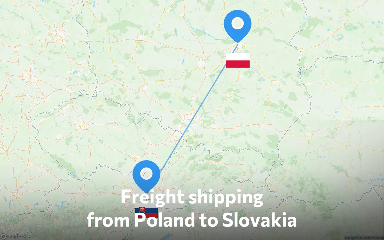 Shipping route from Poland to Slovakia