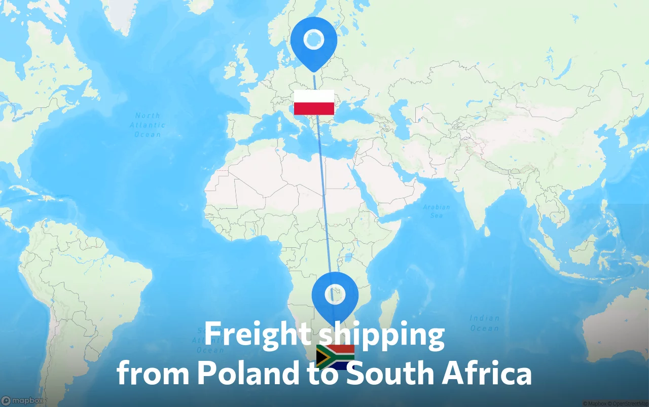 Shipping route from Poland to South Africa