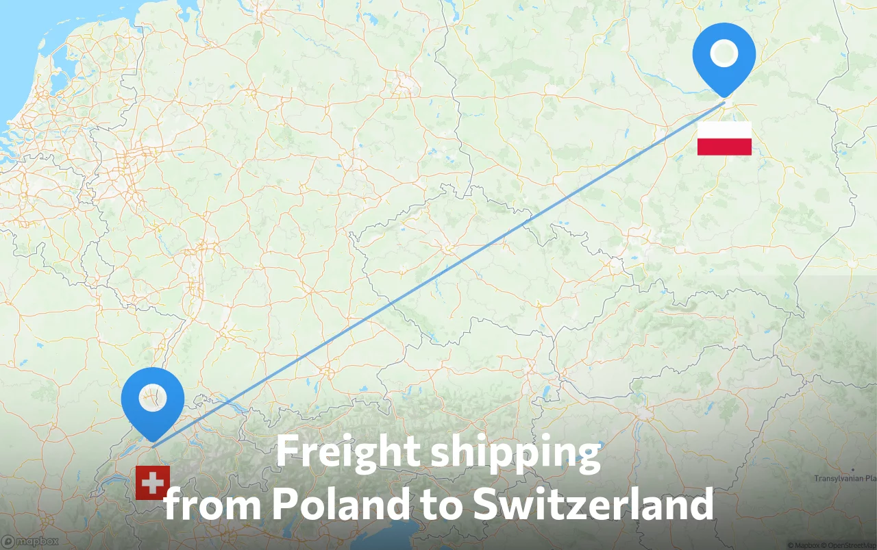Shipping route from Poland to Switzerland
