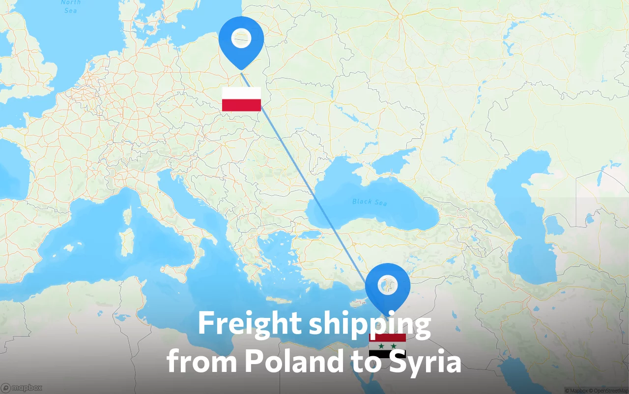 Shipping route from Poland to Syria